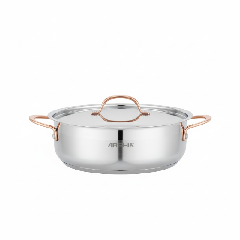 ماهیتابه دو درب استیل دسته مسی 28 سانت عرشیا مدل SS014-3311